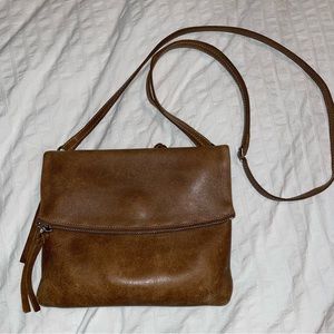 ROOTS Fold Over Crossbody Leather Purse